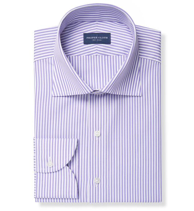 Stanton 120s Lavender Bengal Stripe Fitted Dress Shirt Shirt by Proper ...