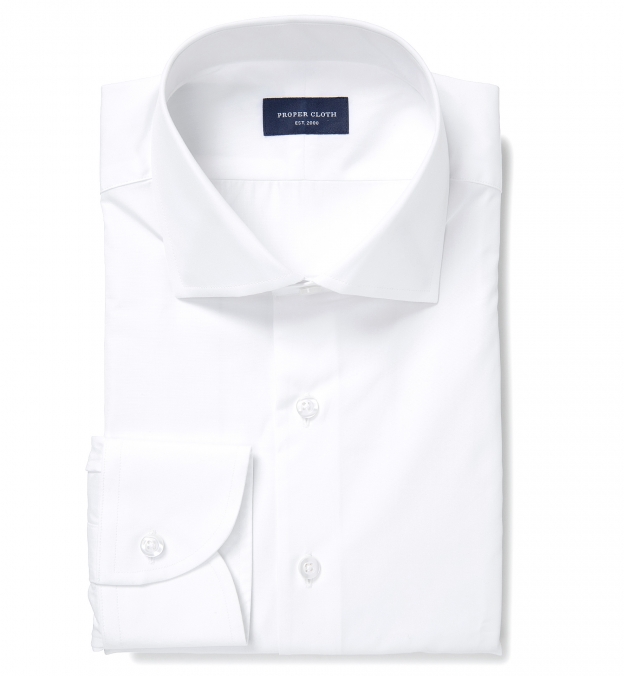 Stanton 120s White Broadcloth Fitted Dress Shirt by Proper Cloth