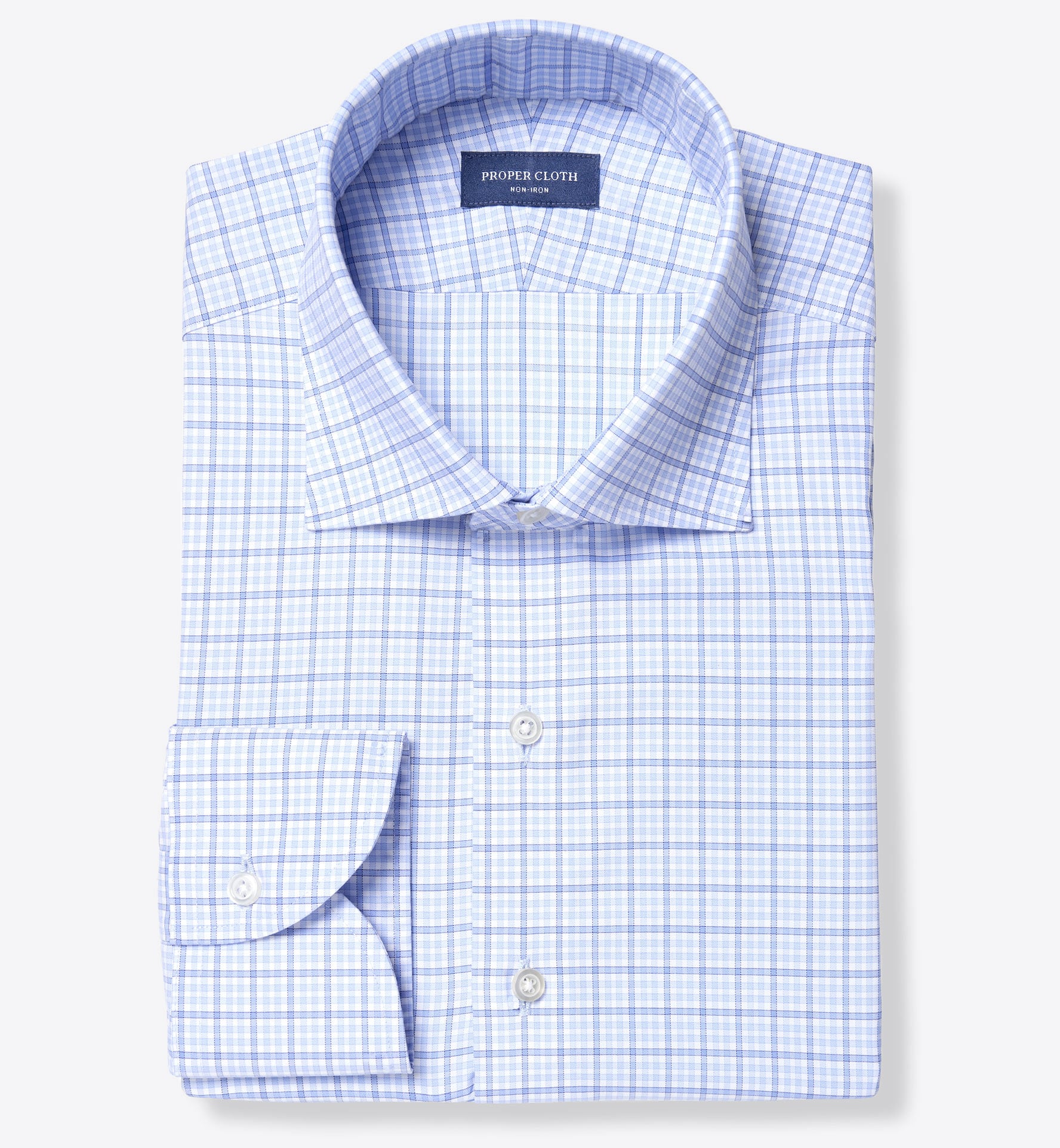 Thomas Mason Non-Iron Light Blue Multi Check Shirt by Proper Cloth