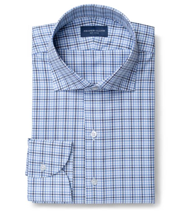 Greenwich Light Blue and Navy Multi Check by Proper Cloth