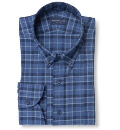 Tonal Blue Cotton and Linen Plaid