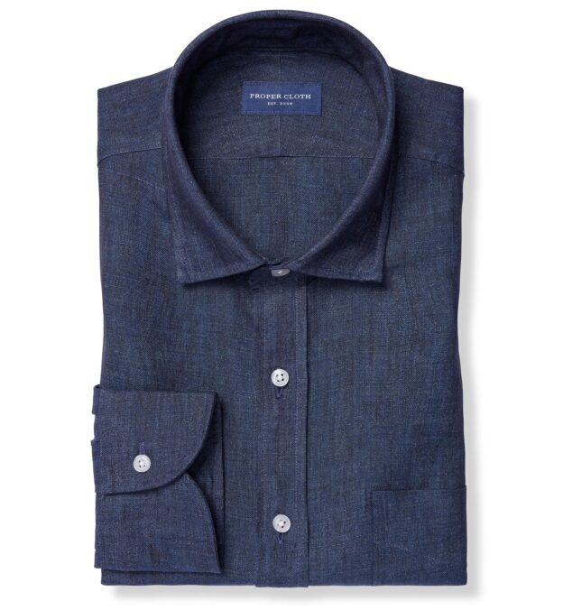 Positano Navy Linen Shirt by Proper Cloth