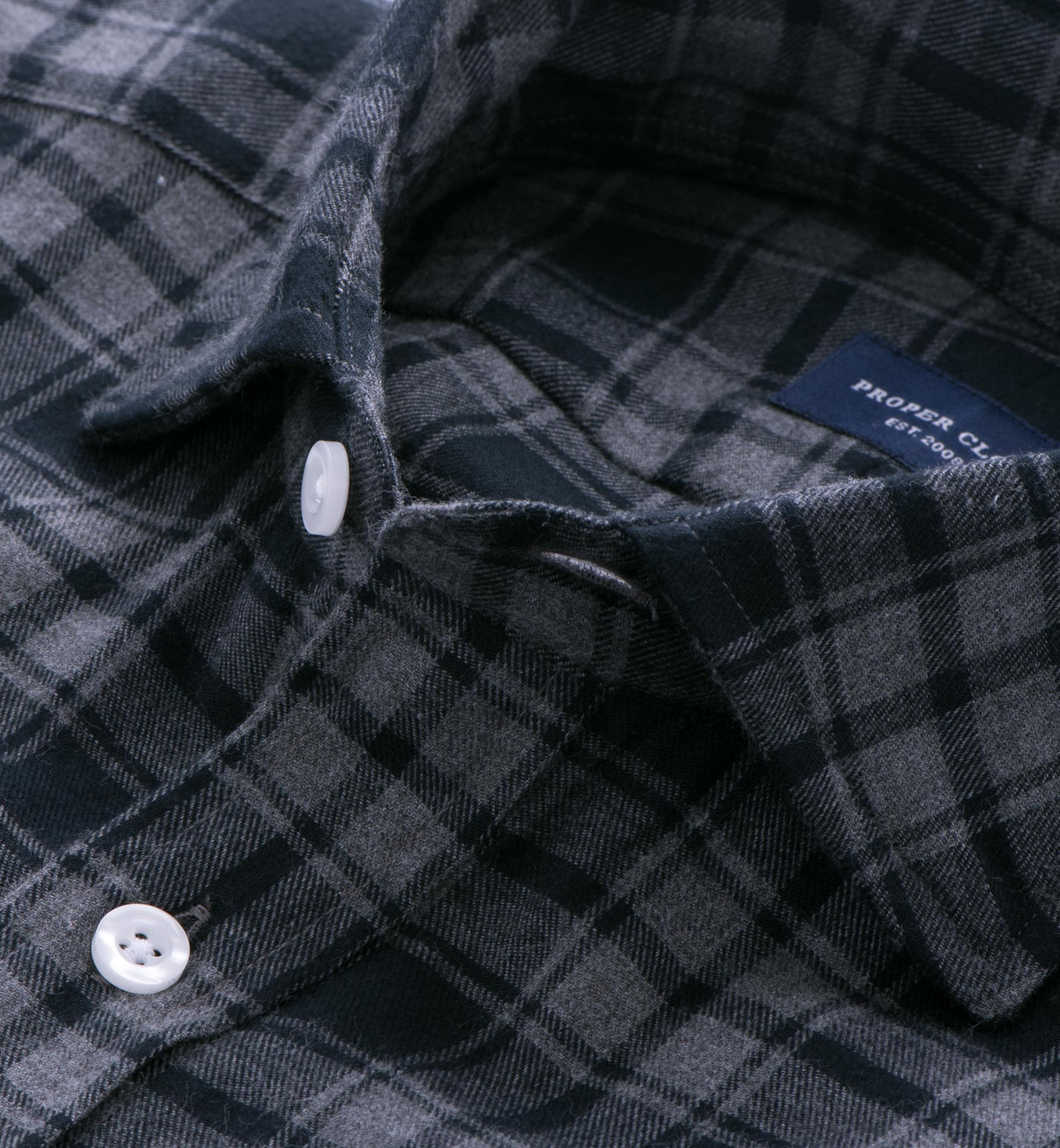 Grey Melange Plaid Flannel Men's Dress Shirt by Proper Cloth