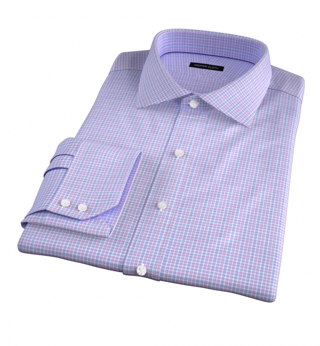 Performance Lavender and Light Blue Multi Check Fitted Shirt by Proper ...