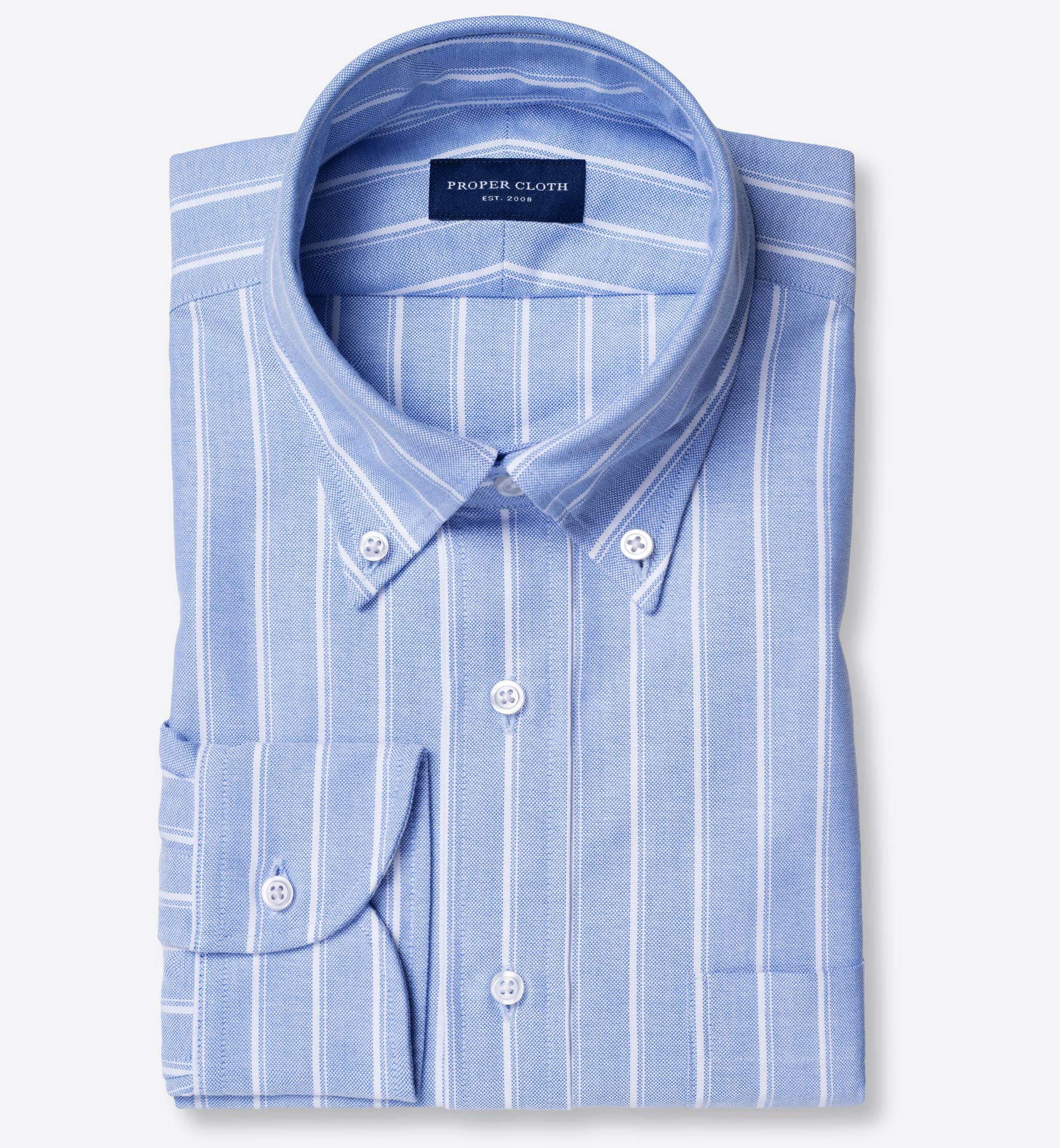 American Pima Blue Vintage Stripe Oxford Cloth Shirt by Proper Cloth