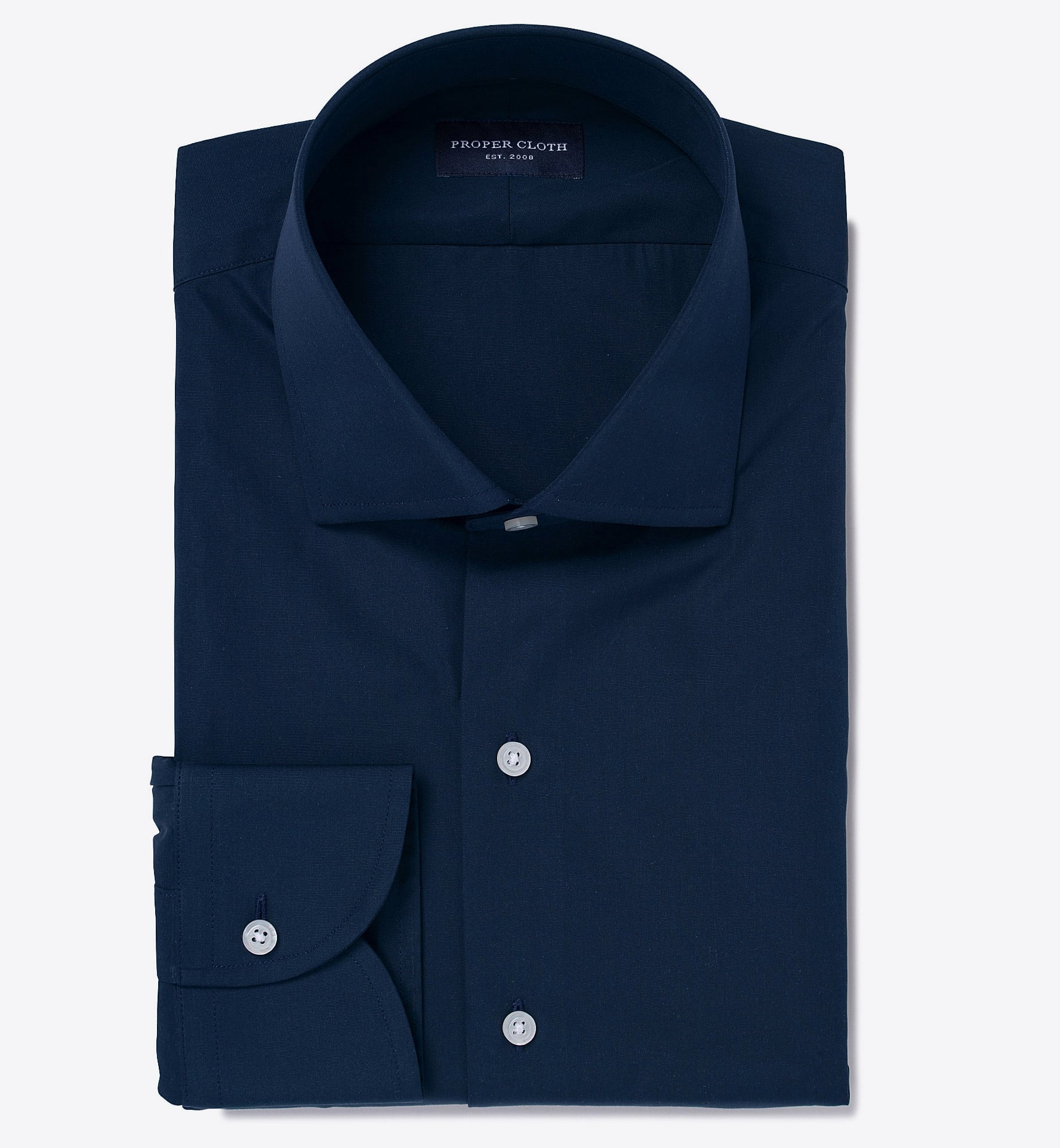 Thomas Mason Navy Luxury Broadcloth Custom Dress Shirt by Proper Cloth