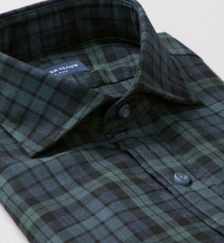 Portuguese Green and Slate Plaid Fitted Shirt by Proper Cloth