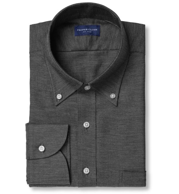Portuguese Grey Melange Lightweight Cotton and Cashmere Blend Shirt by Proper Cloth