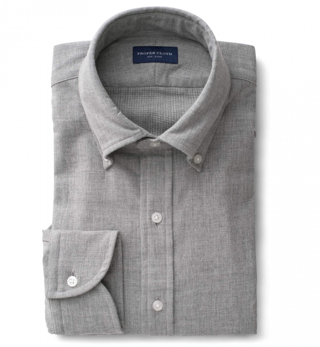 Grey Melange and Houndstooth Double Cloth Tailor Made Shirt Shirt by ...