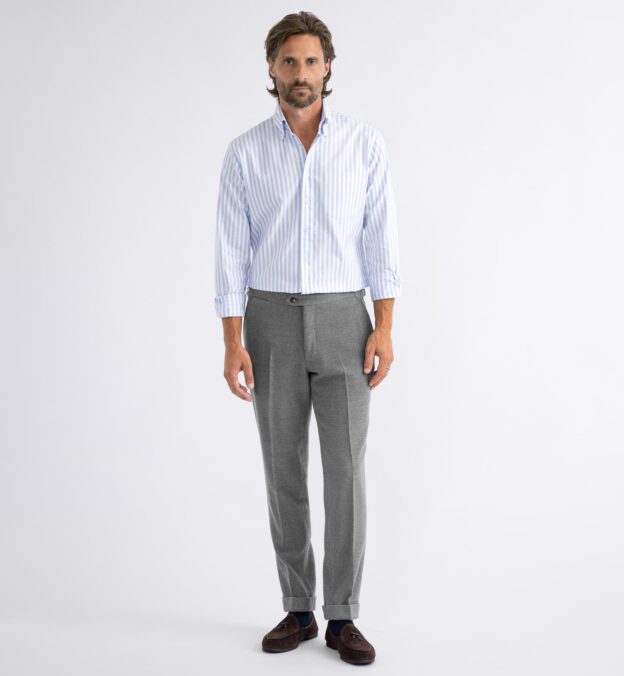 Thomas Mason Sky Wide Stripe Premium Oxford Cloth Shirt by Proper
