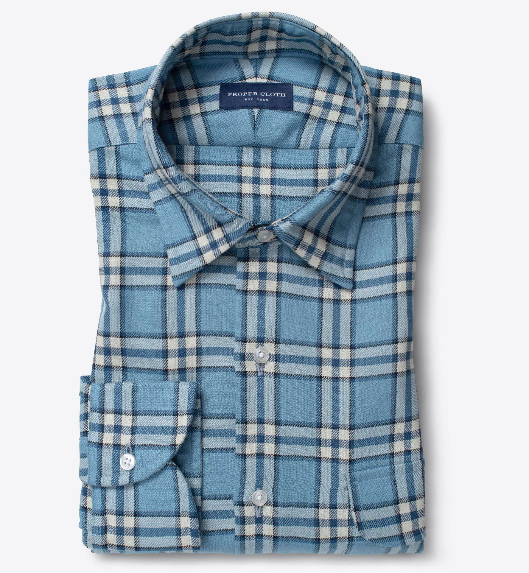 Mesa Blue Vintage Plaid Cotton Linen Blend Custom Made Shirt by Proper ...