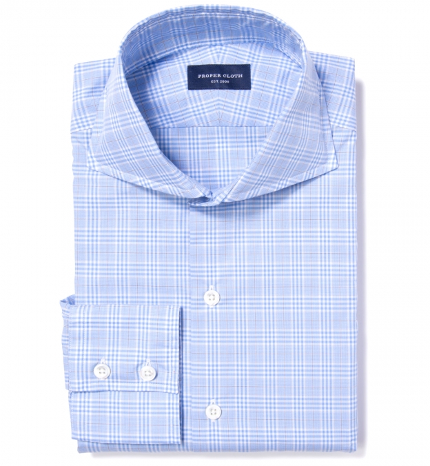 Carmine Sky Blue Prince of Wales Check Custom Made Shirt by Proper Cloth