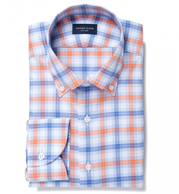 Lisbon Orange Multi Check Custom Dress Shirt Shirt by Proper Cloth