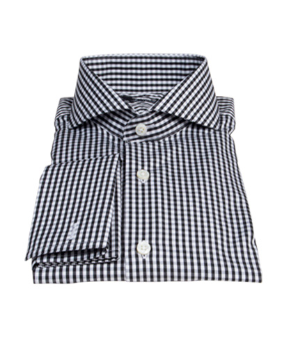 Small Black Gingham Fitted Dress Shirt 