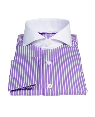 Canclini Purple Reverse Bengal Stripe Men's Dress Shirt 