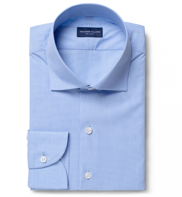 Madison Light Blue Micro Grid Dress Shirt Shirt by Proper Cloth