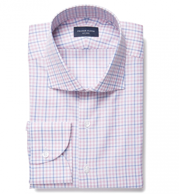 Mouline Pink Multi Check Fitted Shirt 