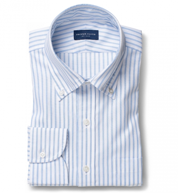 Light Blue Striped Summer Oxford Fitted Dress Shirt Shirt by Proper Cloth