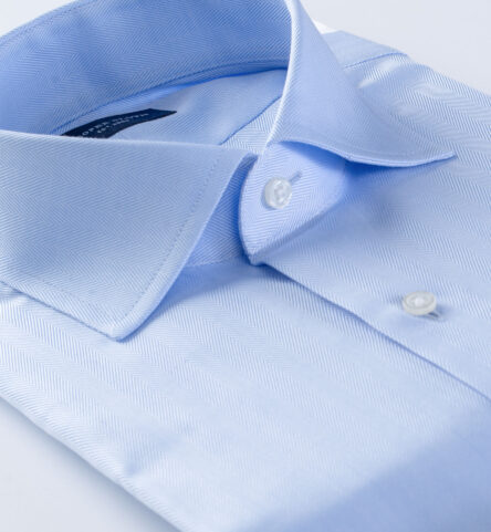120s Light Blue Royal Herringbone Custom Dress Shirt by Proper Cloth
