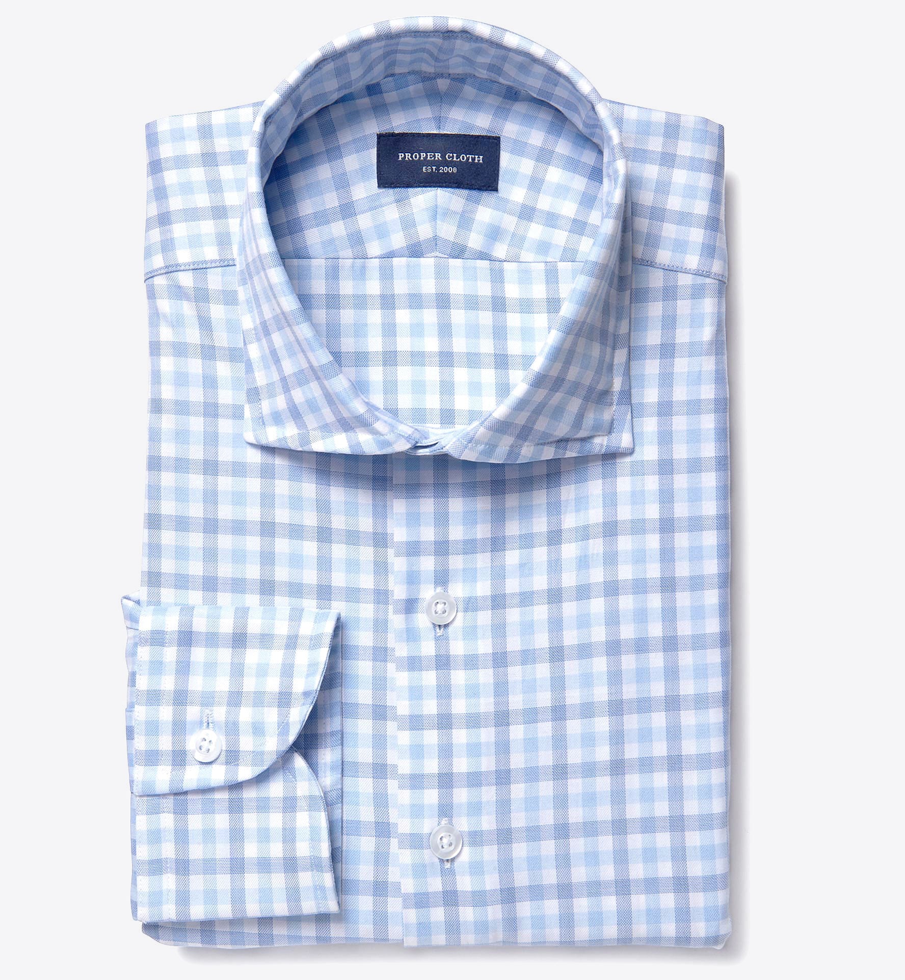 Lucca Blue Multi Gingham Fitted Dress Shirt by Proper Cloth