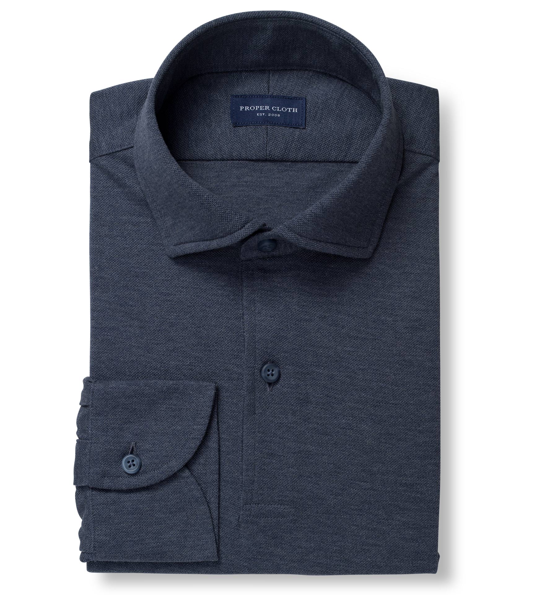 Sullivan Light Blue Melange Easy Care Knit Shirt by Proper Cloth