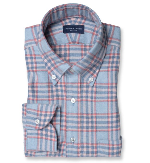 Canclini Light Blue and Rose Plaid Beacon Flannel