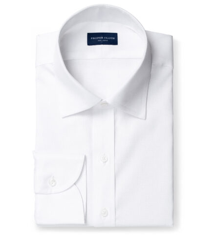 Weston White Pinpoint Fitted Dress Shirt by Proper Cloth