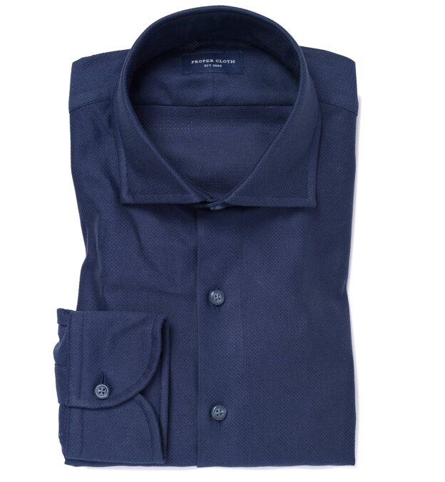 Minetta Navy Airtex Men's Dress Shirt Shirt by Proper Cloth