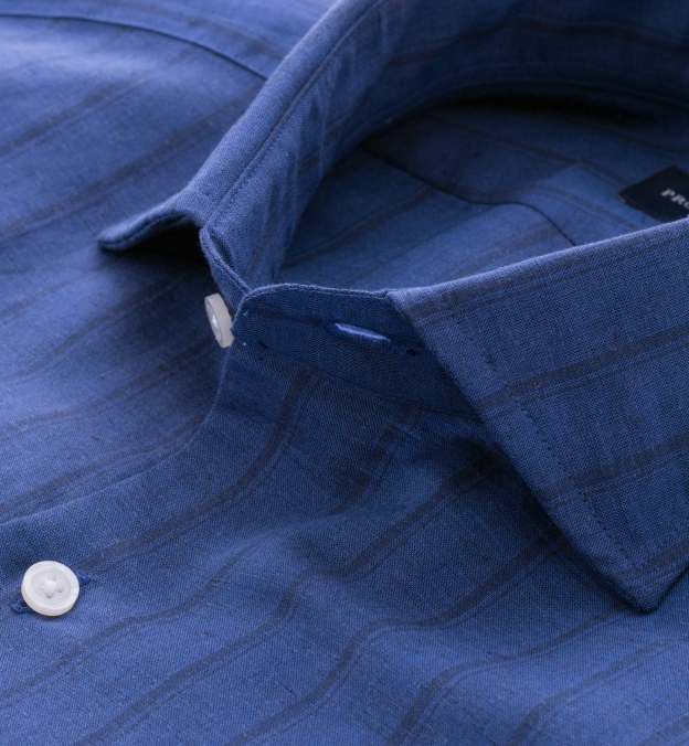 Royal Blue Cotton and Linen Vintage Stripe Tailor Made Shirt by Proper ...