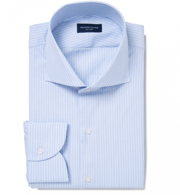 Thomas Mason Light Blue Vintage Stripe Custom Made Shirt by Proper Cloth