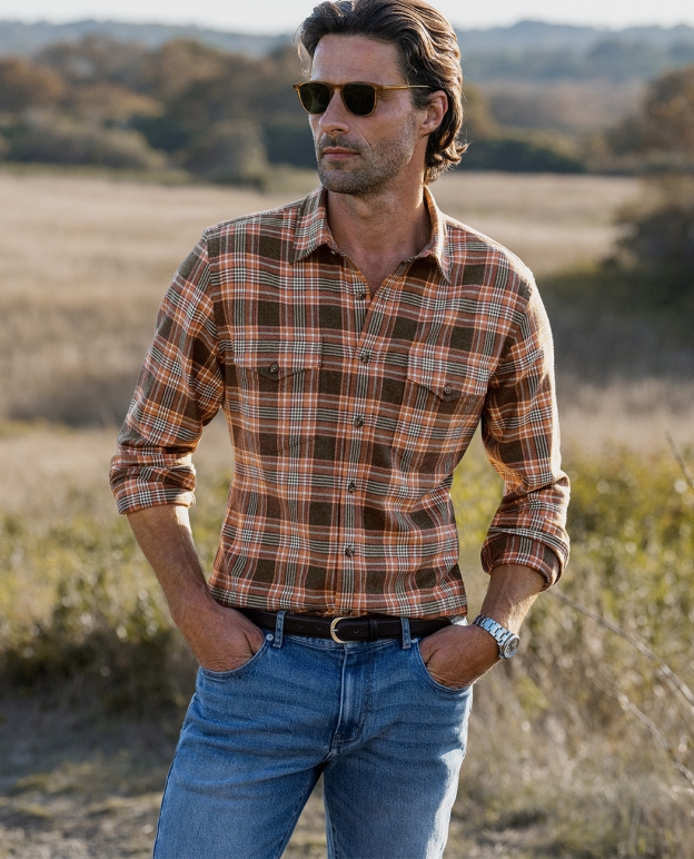 Canclini Brown and Ginger Plaid Beacon Flannel