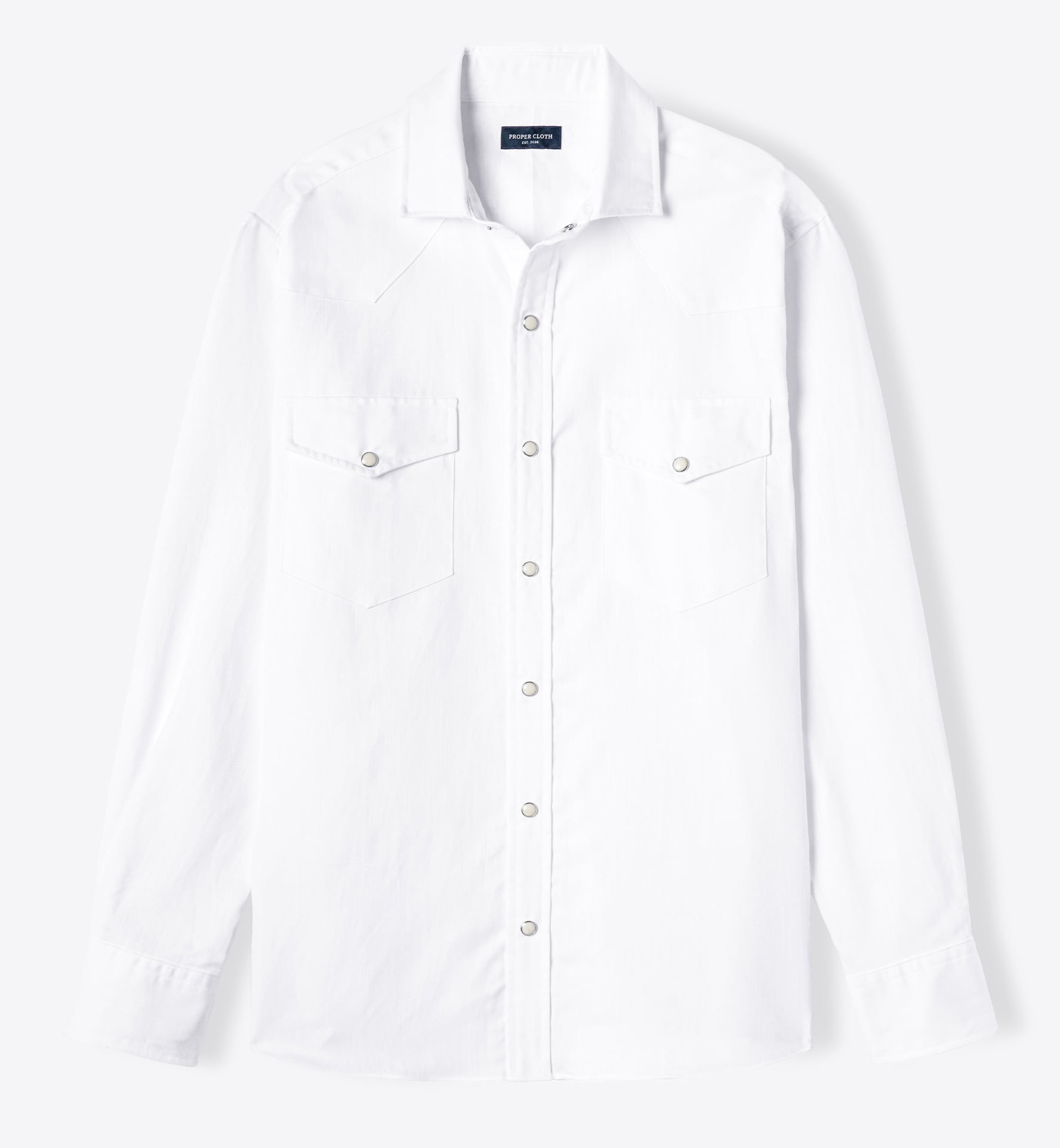 Albiate White Cotton Linen Denim Dress Shirt Shirt by Proper Cloth