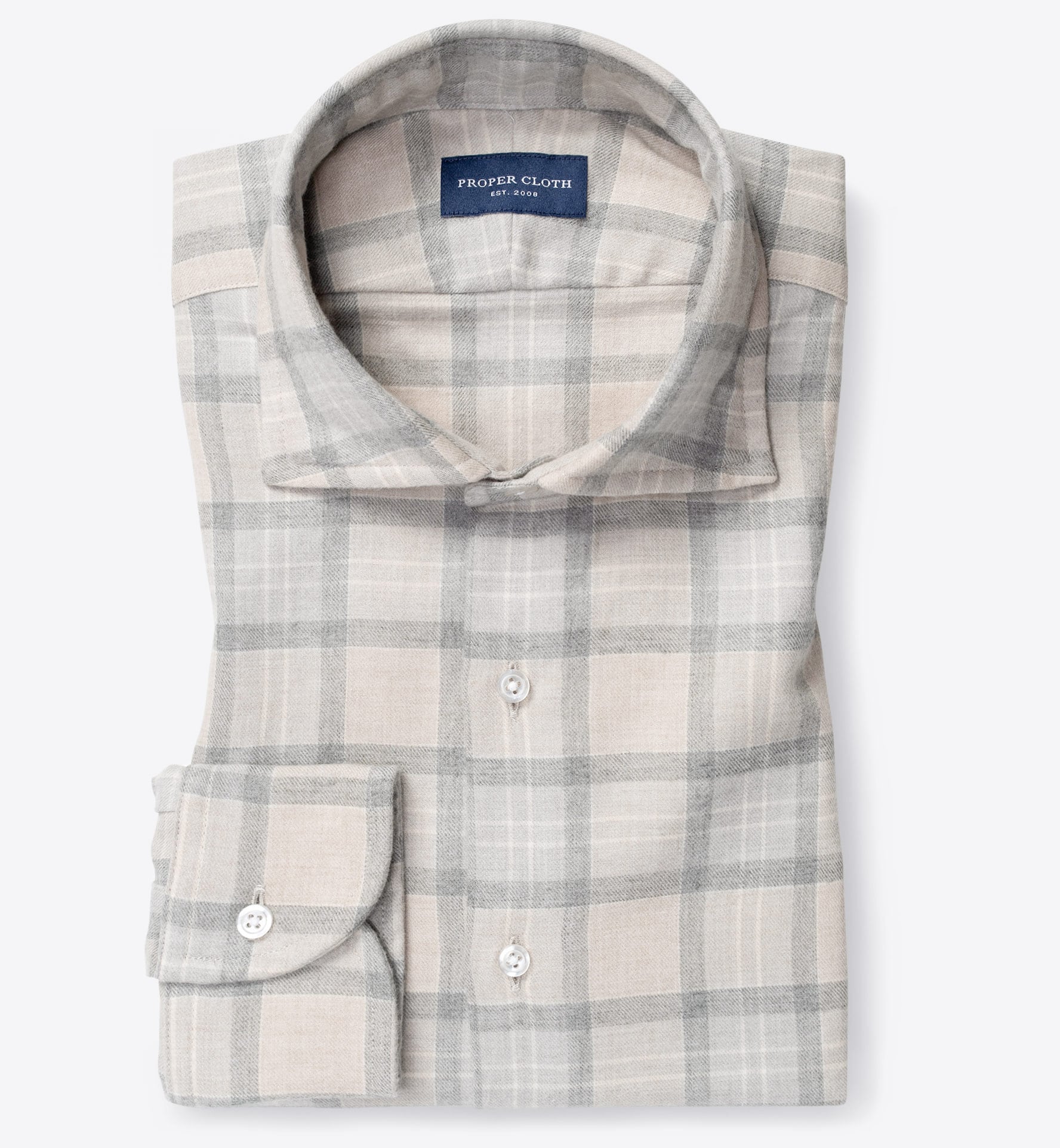 BARRY Gray and Light Blue Plaid, Italian Flannel