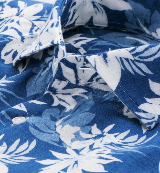 Japanese Washed Indigo Floral Print Dress Shirt by Proper Cloth