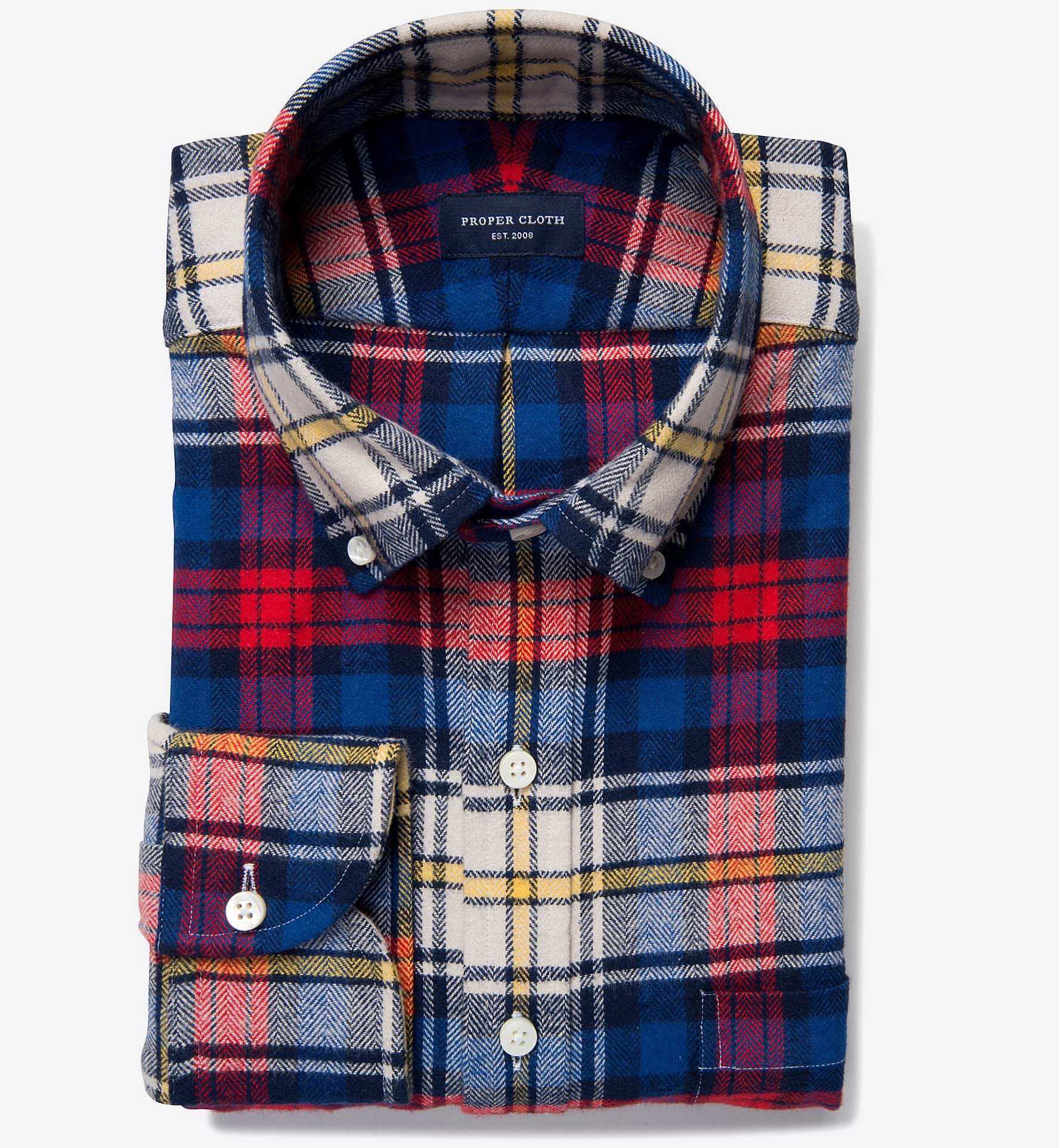 Red and Blue Plaid Country Flannel Custom Dress Shirt by Proper Cloth