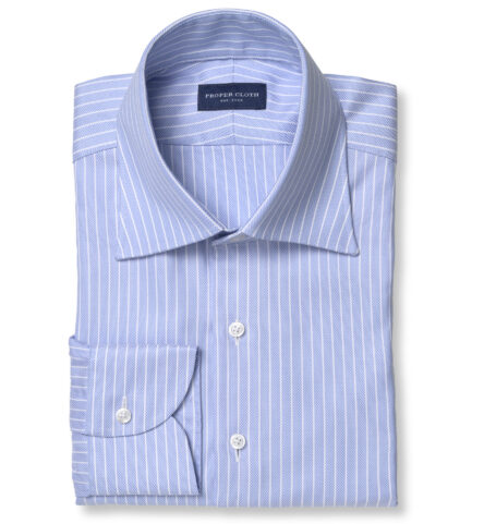 Thomas Mason Sky Wide Stripe Premium Oxford Cloth Shirt by Proper