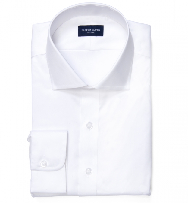 Hudson White Wrinkle-Resistant Twill Fitted Shirt Shirt by Proper Cloth