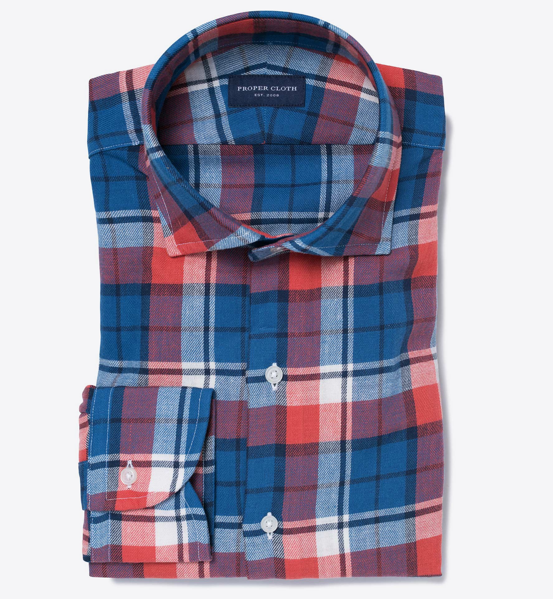 Japanese Red and Blue Plaid Fitted Dress Shirt by Proper Cloth