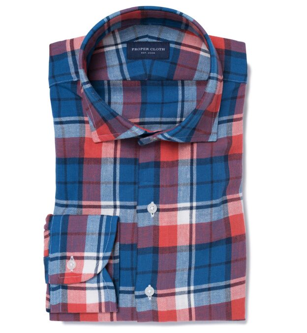 Japanese Red and Blue Plaid Fitted Dress Shirt Shirt by Proper Cloth
