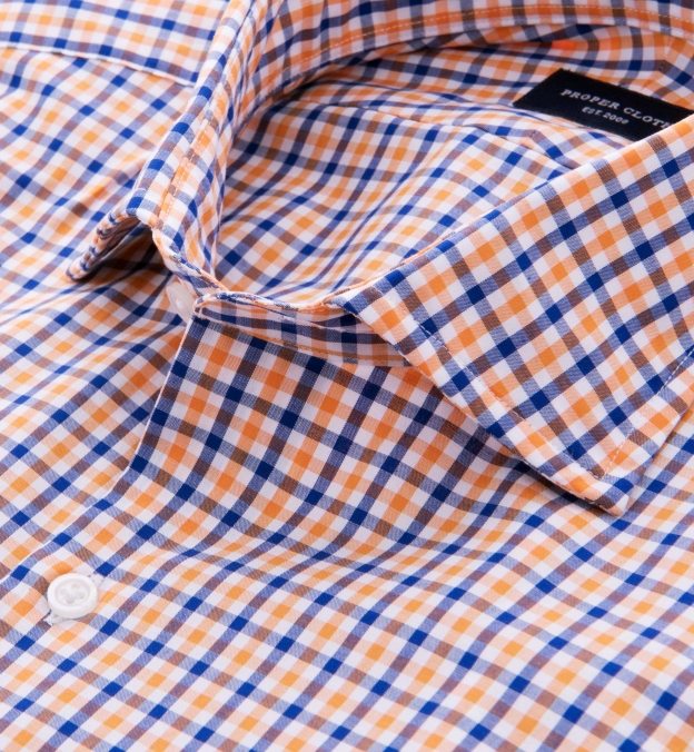 Orange and Blue Gingham Tailor Made Shirt by Proper Cloth