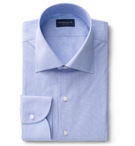 Thomas Mason Luxury Blue End-on-End Men's Dress Shirt by Proper Cloth