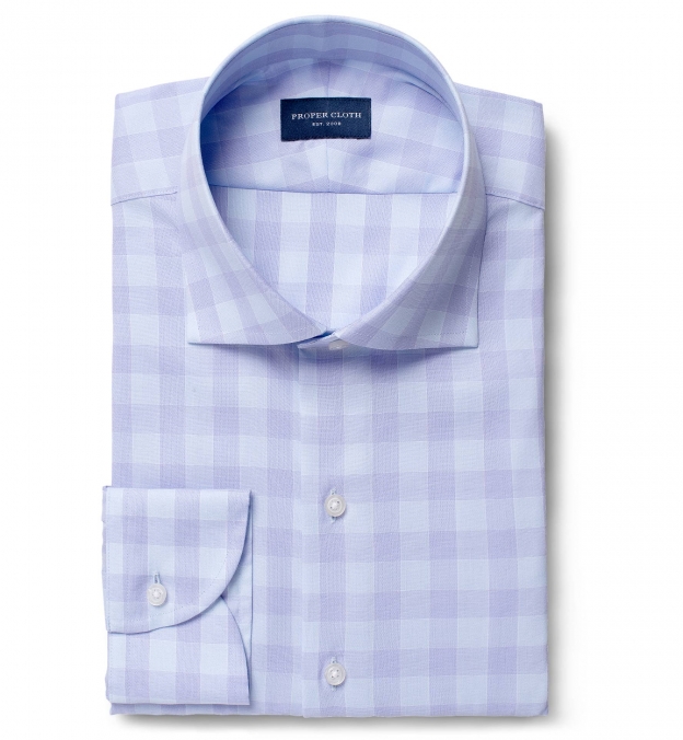 Carmine 120s Light Blue and Lavender Large Gingham Men's Dress Shirt by ...