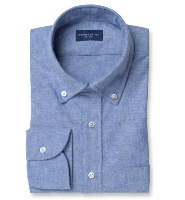 Portuguese Light Blue Brushed Chambray Shirt by Proper Cloth