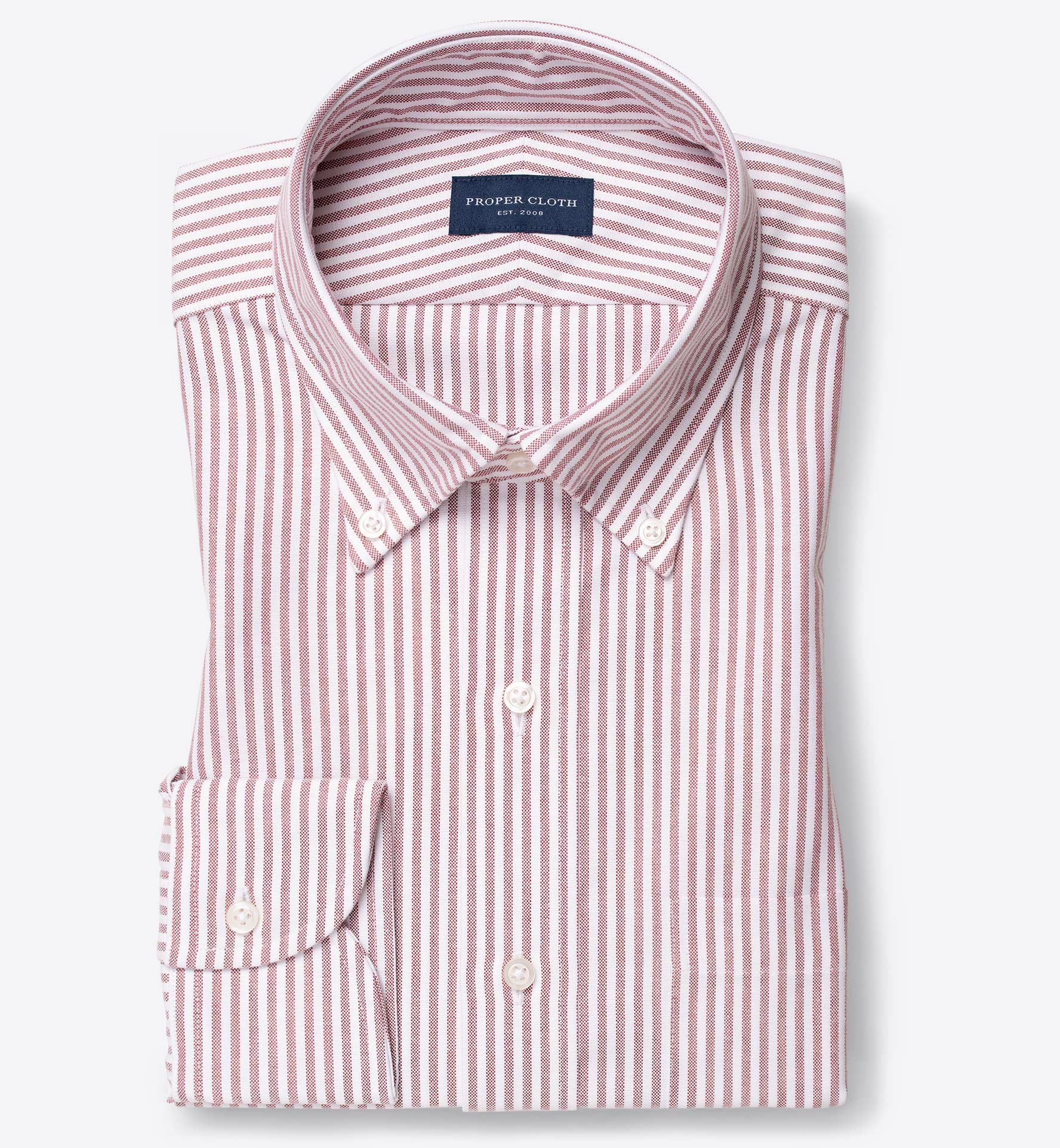 American Pima Red Melange Stripe Heavy Oxford by Proper Cloth