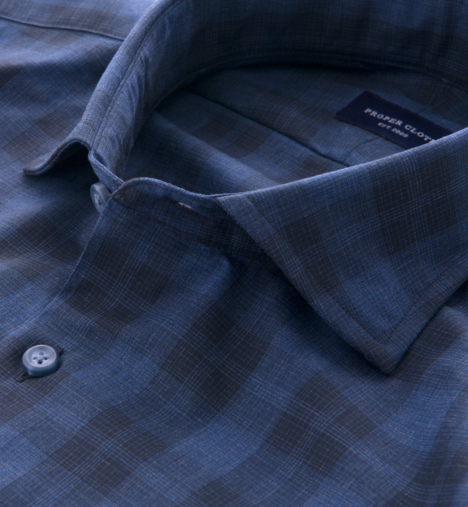 Bleecker Navy Melange Plaid Fitted Dress Shirt by Proper Cloth