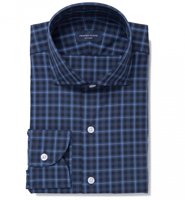 Vincent Blue and White Plaid Fitted Shirt Shirt by Proper Cloth