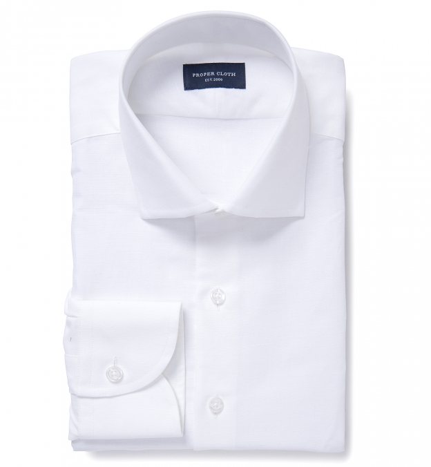 Portuguese White Cotton and Linen Twill Men's Dress Shirt Shirt by ...