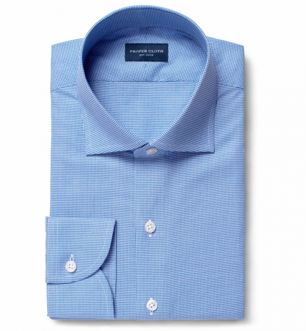 Morris Wrinkle-Resistant Blue Houndstooth Custom Made Shirt Shirt by ...