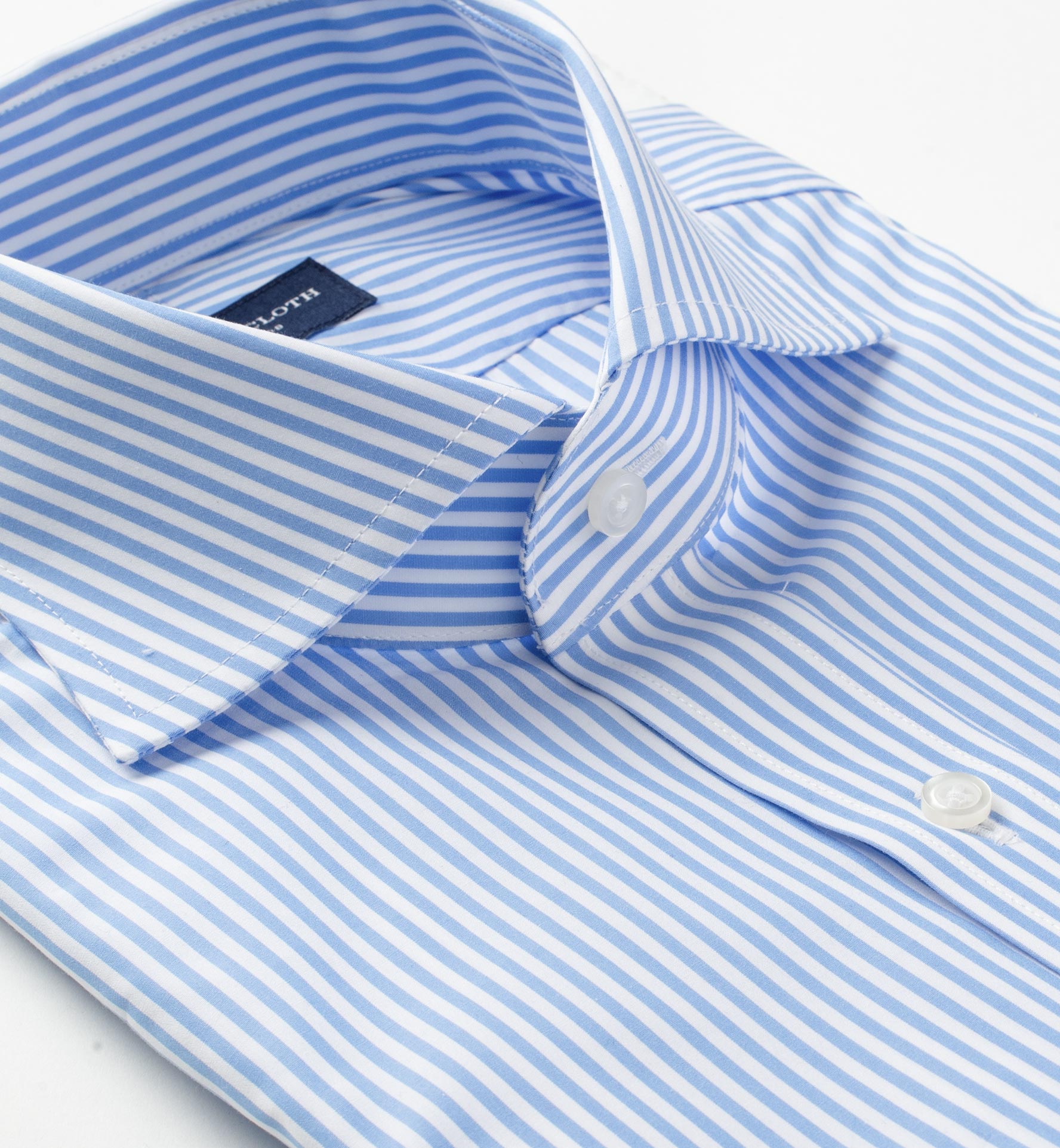 140s Light Blue Wrinkle-Resistant Bengal Stripe by Proper Cloth