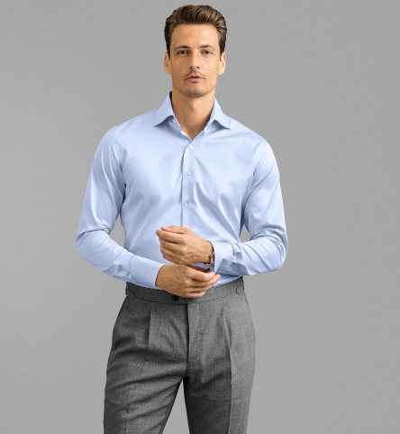 Mayfair Wrinkle-Resistant Light Blue Twill Custom Made Shirt by Proper ...